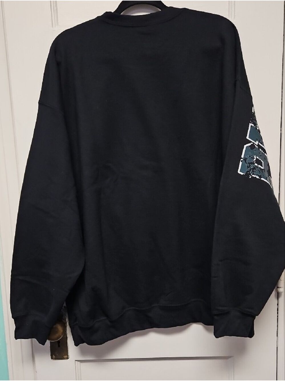 Gildan Black Crewneck with Green And White Eagles Graphic - Picture 7 of 7